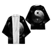 Directo de fábrica capa con tótem de dragón estilo chino marea nacional personalidad cárdigan de punto con plumas capa kimono túnica de siete mangas hombre