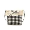 Bolso Bandolera para Niñas Estilo Bosque, Cuadros Versión Coreana, Encaje Lindo y Elegante Modelo Nuevo, Bolso de Hombro Único Estilo Academia para Niños