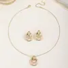Collar y Pendientes Cruzados Personalizados con Colgante de Círculo Geométrico, Elegante Set de Joyería Nuevo Versátil y Sencillo para Regalo
