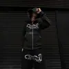 Traje Deportivo Patchwork Oscuro Estilo Urbano Sudadera con Capucha Bordada de Marca de Moda Pantalones Deportivos Anchos con Abertura Lateral Unisex
