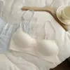 Sujetador invisible sin costuras para mujer, sujetador de media copa para pechos pequeños, sujetador push-up de cuello cuadrado, sujetador fino de verano
