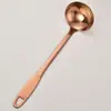Colher para Panela Quente de Aço Inoxidável Dourada com Cabo Longo Espesso, Colher de Sopa Anti-Queimadura, Concha de Sopa Doméstica com Furo, Conjunto de Escorredores de Cozinha