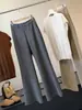Traje cáqui de temperamento fashion calça micro flare feminina outono novo cintura alta drapeado corte slim afina versátil casual calça comprida