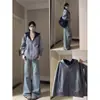 Jaqueta moletom com capuz em cor de contraste cinza para mulheres, top deslumbrante e bonito para o início do outono, fina, roupa estilo coreano para o início do outono