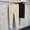 Calças de Terno Novas Outono e Inverno Calças Casuais de Corte Reto Calças de Lã Comprimento no Tornozelo Estilo Coreano Calças de Terno Slim-fit