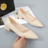 Tacones Altos para Mujer 2025 Otoño Nuevo Estilo Coreano Moda Punta Afilada Tacón Grueso Flats Boca Baja Slip-On Flats Elegantes