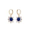 Aretes de Girasol con Circonita Azul Real, Estilo Coreano, Pendientes de Botón de Lujo Ligero para Celebridades de Internet, Aros Clásicos con Personalidad, Frescos y Elegantes