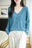 Cardigã de malha feminino falso duas peças, novo estilo outono, decote V baixo, jaqueta fashion e versátil, top fino com trama vazada para usar em camadas