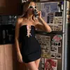 AS22090 Vestido Tubo Elegante con Abertura de Lazo Estilo Americano Sexy Ajustado Bodycon para Fiesta