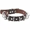 Cuero de PU Ecológico Moda Europea y Americana Joyería Creativa Estilo Punk Exagerado Collar de Doble Capa Metal Múltiples Anillos Collar Gargantilla