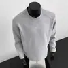 Moletom Patchwork Desconstruído Estilo Americano Gola Pequena Outono Resistente Ombro Normal Manga Longa Camiseta Base Cor Sólida Estilosa para Homens