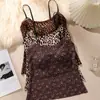 Ventas Directas de Fábrica Superventas Transfronteriza Camisola Sexy de Estampado de Leopardo Sin Costuras con Almohadillas en el Pecho Se Puede Usar por Fuera Otoño Invierno Ropa Interior Cepillada