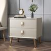 Mesa de noche de lujo ligero con tablero de roca, madera maciza, estilo moderno simple para dormitorio, mueble estrecho para mesita de noche, cuero de celebridad de internet, alta gama, nuevo estilo 2023