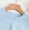 M Estilo Europeo y Americano Transfronterizo 2026 Nueva Moda Elegante Ropa para Mujer Venta al por Mayor Cuello Redondo Manga Corta Color Sólido Suéter de Punto Holgado