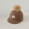 Gorra ecuestre para bebé de 1 a 3 años, estilo coreano ins, linda gorra de oso de dibujos animados, gorra de béisbol cálida de otoño e invierno para niños al por mayor