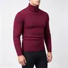 Comércio Exterior Outono/Inverno 2026 Masculino Gola Alta Slim Fit Tricô Trançado Quente Suéter Camada Base de Moda Atacado