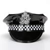 Chapéu de Polícia para Adulto de Halloween Transfronteiriço Adereço de Festa Cosplay Europeu e Americano Chapéu Excêntrico de Couro PU Preto