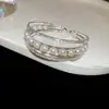 Pulseira Aberta Flor de Zircônia Estilo Luxo Leve, Pulseira Versátil Exquisita Francesa, Joias de Nicho de Alta Qualidade da Moda Atacado