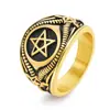 Anel Retrô Europeu e Americano Transfronteiriço com Estrela de Seis Pontas, Estilo Sombrio, Design de Bode Satânico, Anel Personalizado de Aço Inoxidável Masculino