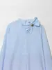 Exportação Transfronteiriça Roupas Femininas Outono Inicial 2025 Moda Europeia e Americana Estilo Solto Fresco Elegante Camisa de Popeline com Laço Decorativo