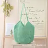Bolsa de Cuerda de Algodón Hueca de Gran Capacidad Estilo Coreano, Bolso de Hombro Informal y Moderno Estilo Perezoso para Vacaciones, Bolso Versátil para Mujer