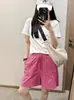 Shorts Casuales de Verano para Mujer con Sensación Fresca, Versátiles, Adelgazantes, Color Dopamina, Transpirables, de Secado Rápido, de Longitud Cinco Puntos, Modelo 8893
