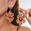 Pendientes de Corazón de Madera Color Café Transfronterizos Europeos y Americanos, Pendientes Estilo Retro Maillard, Pendientes de Diseño de Nicho para Mujer
