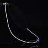 Jingyao Cristal Lapislázuli Natural Collar Colgante de Perla Redonda Cadena de Clavícula de Cristal Blanco Natural Ultra Fina Joyería