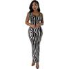M3146 Vestido Largo Elegante de Cebra sin Espalda para Mujer Transfronterizo Europeo y Americano Amazon