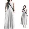 Vestido Elegante Sem Mangas para Mulheres Verão 2025 Novo Estilo Colete Vestido Longo Estilo Coreano Alto Padrão Simples e Elegante Petite