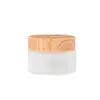 Tampa com Textura de Madeira Frasco de Creme Frasco de Vidro Fosco Frasco para Creme Facial 20g Frasco de Vidro Portátil de Viagem Frasco para Loção de Cuidados com a Pele