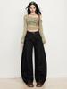 Jeans Retro Americanos de Pierna Ancha para Mujer Otoño 2025 Nuevo Cintura Alta Diseño Delgado Sueltos Caídos Pantalones Scimitar