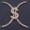 AliExpress Más Vendido Trendy Accesorios para el Cuerpo Símbolo de Dólar Estrás Soporte para el Pecho Cadena Corporal Sexy Europea y Americana para Mujer