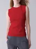 Colete de Tricô Canelado de Alta Elasticidade Mais Vendido da Amazon Top Casual Liso Sem Mangas com Gola Redonda para Mulheres Europeias e Americanas