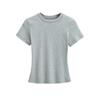 Estilo Europeo y Americano Nueva Verano Sexy Retro Elástica Ajustada Camiseta de Manga Corta para Mujer Tejido Acanalado Sexy para Fondo Adelgazante Look Top