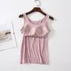Camisola Modal con Almohadilla en el Pecho Sin Anillo de Acero Ropa Interior Camiseta Base para Mujer Copa Top Interior de Una Pieza BRA-T