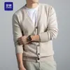 Cárdigan de Lana para Hombre Abrigo Delgado Suéter de Cuello en V Ropa Exterior Color Sólido Tejido Superior de Primavera y Otoño para Hombre Tendencia