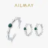 Prata Esterlina S925 Novo Elegante Malachite Design de Bambu Anel Aberto Brincos Conjunto de Joias Chinoiserie Retrô Novo