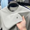 Camiseta de Manga Corta para Hombre 2026 Verano Nuevo Estilo Bordada Versátil Casual Color Puro Cuello Redondo 7A Algodón de Fibra Larga Amoníaco Líquido Antibacteriano para Hombre