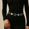 Cadena de cintura dorada tipo disco estilo vacacional transfronteriza, un cinturón de metal de estilo étnico de moda para llevar con vestidos