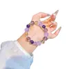 Pulsera de Cristal Amatista Fuego Púrpura Qi Donglai Torre Amarilla Cristal Pulsera de Cristal Natural Cristal Púrpura Amarillo Original