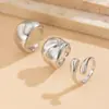 Oferta Especial Joyería Transfronteriza Europea y Americana Nicho Anillo Geométrico Curvado Moderno Anillo Brillante Anillo de Set Abierto Exagerado