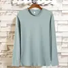 Camiseta de Manga Larga Pesada 180g Color Sólido Interior Casual Personalizada Algodón Camisa Cultural Cuello Redondo Otoño Holgada Camiseta Básica