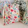 Bolsa de Tela de Algodón Estampada Estilo Fresco con Cordón para Viaje Perezoso, Almacenamiento de Cosméticos, Ropa Interior, Zapatos y Calcetines, Bolsa Portátil con Cordón