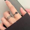 Anillos de Línea Cruzada Minimalistas para Mujer, Cadena de Esmalte Negro Apilables Abiertos para el Día a Día, Anillos de Índice Modernos