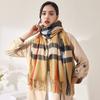 Bufanda para Mujer Otoño e Invierno Imitación Cachemira Bufanda Dulce a Rayas Japonesa y Coreana Chal Cálido Transfronterizo Bufanda Mediana