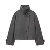 Ropa Europea y Americana Transfronteriza para Mujer Moda Ins Chaqueta Holgada de Color Sólido con Cuello Alto 6318293