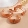 Pulsera Abierta Geométrica Irregular de Acrílico Degradado, Pendientes Versátiles de Diseño Único, Joyería Elegante y Sofisticada para Mujer