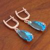 Nuevos Aretes Transfronterizos de Zirconia Oro Rosa, Hebillas para Oreja, Aretes, Populares Creativos Europeos y Americanos, Aretes Grandes en Forma de Pera Gota de Agua