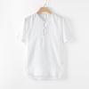 Top de lino para hombre de verano, holgado, fino, estilo vintage, casual, con hebilla, manga corta china, 164